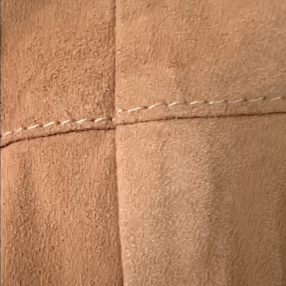 STRENESSE goat suede wrap skirt knee Tan A-Line nwot - Picture 8 of 12